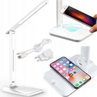 Lampka biurkowa LED USB lampa na biurko z ładowarką indukcyjną Qi dotykowa ściemniana, biała do pracy i nauki, 33 cm