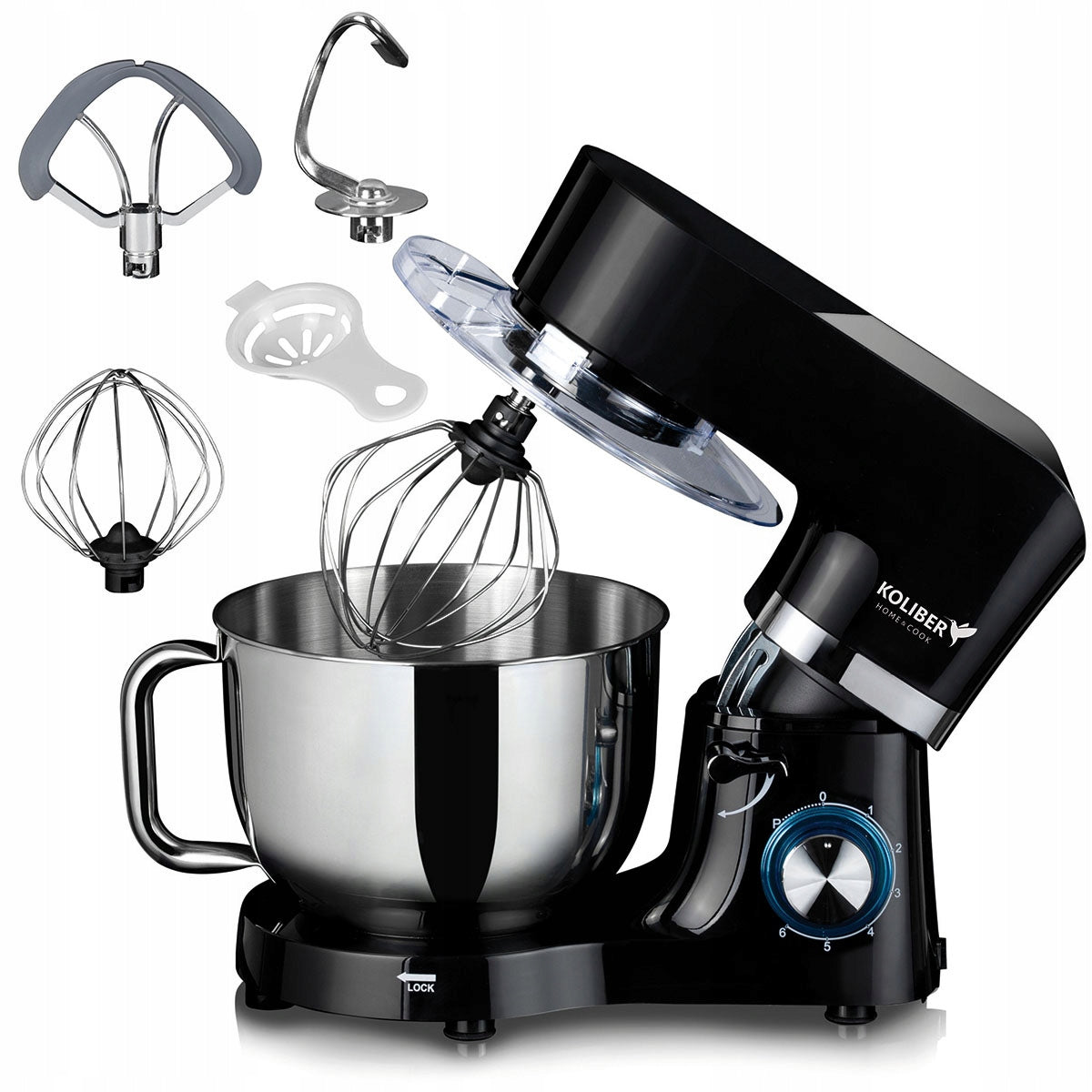 Robot kuchenny planetarny mikser koliber X-3200-W 6.2l 7w1 wielofunkcyjny do wyrabiania ciasta i ubijania, moc 2000 w
