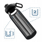 Butelka termiczna termos na herbatę Wessper B3 Thermosteel 500 ml ze słomką pojemnik na napoje czarny, do mycia w