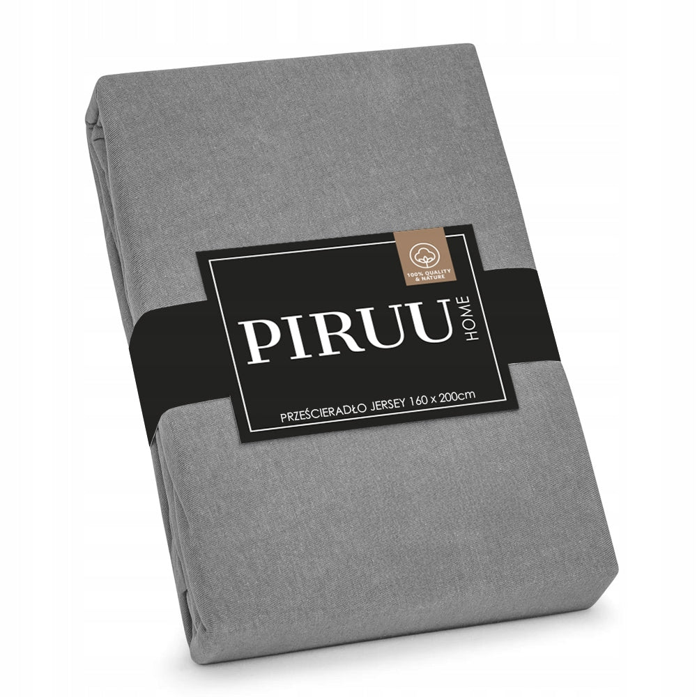 Bawełniane Prześcieradło z Gumką 160x200 Miękkie Kolor Jasnoszary Jersey na materac do 20 cm, tekstylia łóżkowe