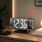 Budzik Cyfrowy LED Zegarek Czarny Projektor na Ścianę Zegar Lustro 4w1 elektroniczny wyświetlacz czasu, alarm