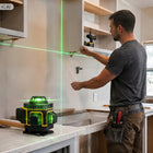 Poziomica laserowa 360 płaszczyznowa 4D laser krzyżowy zestaw PRO 16 lini zielony niwelator do glazury, remontu i prac