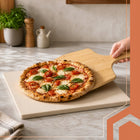 Kamień do Pizzy 39x36 cm Duży + Łopatka Deska Bambusowa do Serwowania 2w1 płyta kordierytowa do wypieku w piekarniku