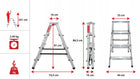 Drabina aluminiowa składana 4 stopniowa 2x4 dwustronna domowa baulich do prac remontowych, malowania, udźwig 120 kg