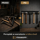 Organizer na Młotki Wieszak Uchwyt Półka Warsztatowa Metal Czarny 40cm PL do narzędzi ręcznych, mocowanie ścienne, garaż