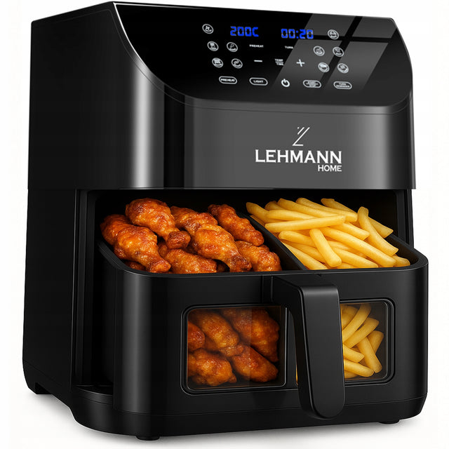 Frytkownica beztłuszczowa frytownica 8l piekarnik airfryer dwukomorowa LED czarny