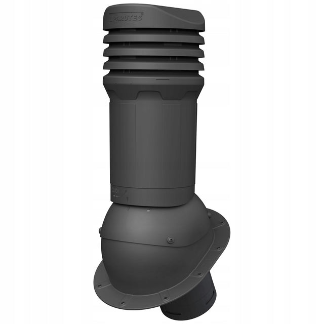 Kominek izolowany 125 mm Parotec do pokryć płaskich, gont, papa - Antracyt wywietrznik dachowy do wentylacji pomieszczeń, na dach z blachy płaskiej