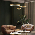 Lampa LED sufitowa ringi złota 60 40 30cm bluetooth pamięć darmat light 535 żyrandol do salonu jadalni 3 punkty światła