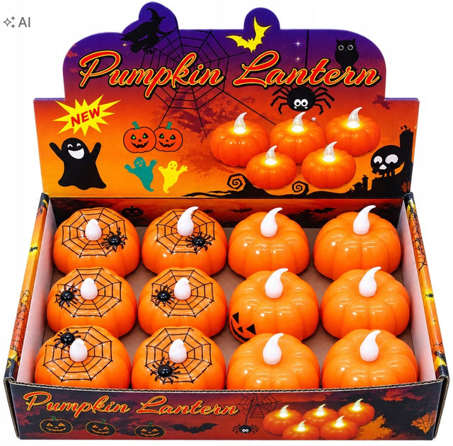 Lampki na Halloween Świecące Dynie LED Dynia pomarańczowa 12 sztuk H222 lampiony z tworzywa dekoracja wnętrza na przyjęcie tematyczne