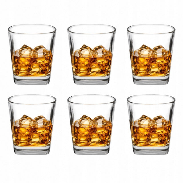 Szklanki 250ml do napojów drinków whisky soków zestaw 6szt szklanek komplet bezbarwne naczynia szklane, można myć w zmywarce