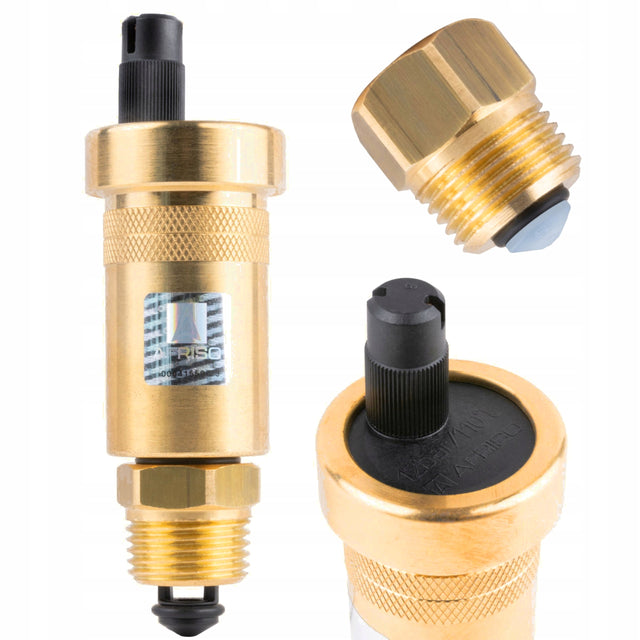 AFRISO ODPOWIETRZNIK AUTOMATYCZNY PRIMOVENT Z ZAWOREM STOPOWYM 3/8" x 1/2" akcesoria złoty