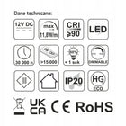 Taśma COB bezpunktowa 320LED/m IP20 11,8W/m 12V DC 5m jedna linia ciepła pasek świetlny do wnętrz, 1140 lm