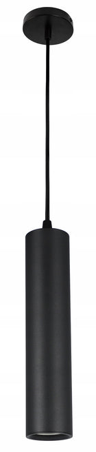 Lampa wisząca halogenowa LED sufitowa GU10 tuba oprawa zwisająca metalowa czarna 1-punktowa do salonu lub kuchni