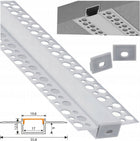 Profil XL 17mm aluminiowy do taśm led płyt karton-gips KG klosz mleczny 2m listwa wpuszczana, kanał montażowy, osłona