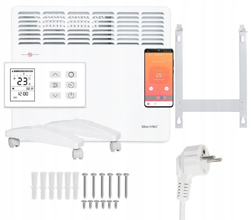 Grzejnik elektryczny konwektorowy łazienkowy ścienny WiFi EWE+ 1500W 675 mm 435 mm grzewcza biały