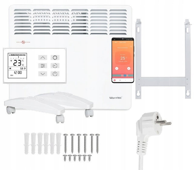 Grzejnik elektryczny konwektorowy łazienkowy ścienny WiFi EWE+ 1500W 675 mm 435 mm grzewcza biały
