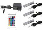 3x klipsy LED RGB do półek szyb klips komplet Kabel Czarny oświetlenie witryn, lampki meblowe wielokolorowe 12 V DC