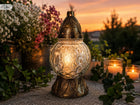 Znicz lampion Tani szklany znicze Złoty kulka zestaw + wkłady 6szt 22cm na grób, cmentarny, parafinowy, palenie do 10h