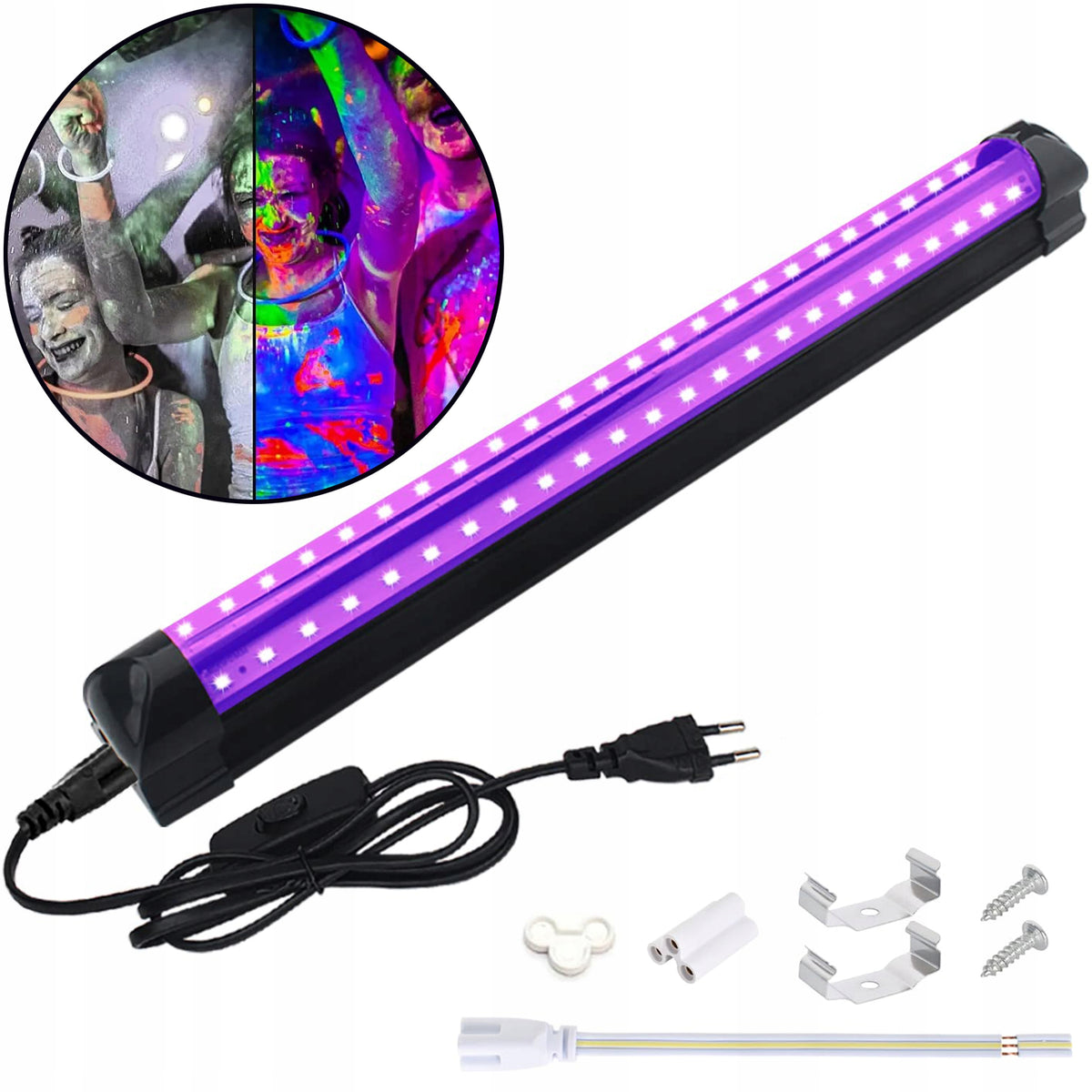 Lampa UV 48x LED 395-400nm 10W Wtyczka ŚCIENNA SUFIT 230V Ultrafioletowa promiennik, światło fioletowe do wnętrz
