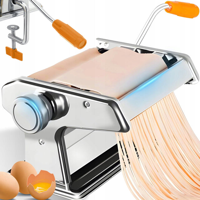 Metalowa maszynka do makaronu ciasta lasagne pierogów mielenia ręczna 3w1 wałkownica, krajarka, siekacz, wałkowanie i krojenie
