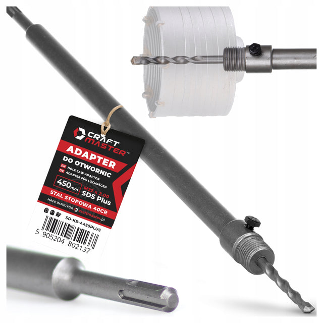 Adapter do otwornic przedłużka 450mm M22x2.0 koronki SDS plus do betonu uchwyt do wiertarki, mocowanie narzędzi do wiercenia