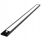 Lampka nocna LED 60cm z czujnikiem ruchu lampa podszafkowa do mebli czarna oświetlenie akumulatorowe USB, neutralna