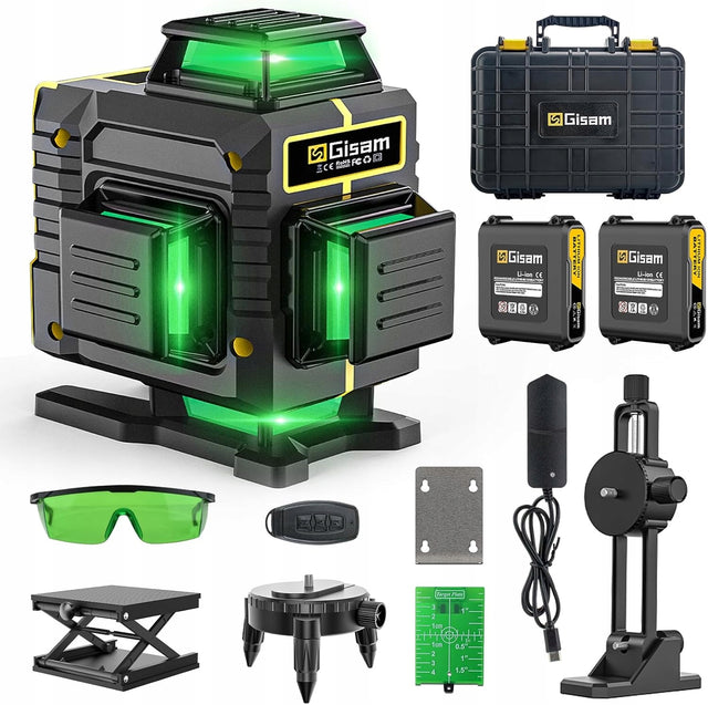 Laser krzyżowy 4D 16 linii 360° - poziomica laserowa z pilotem niwelator zielona wiązka zasięg 60 m dokładność 3 mm