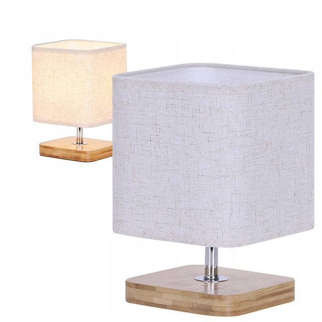 LightLogic lampka stołowa nocna z abażurem LL kralin E14 włącznik kremowa lampa na szafkę, do sypialni, oświetlenie dekoracyjne 6 w