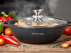 Garnek 4,0 L marmurowy Patelnia Wok brytfanna pokrywa indukcja GAZ kamille aluminiowy 28 cm do piekarnika zmywarki
