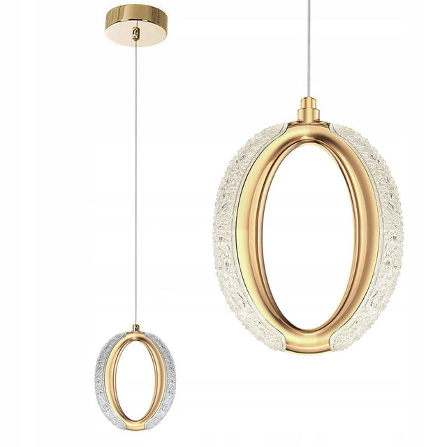 Lampa sufitowa wisząca LED złota kryształowa pojedyncza glamour toolight żyrandol do salonu i jadalni, dekoracyjny zwis 90 cm biało-złoty