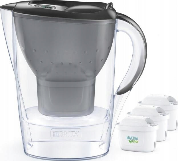 Dzbanek filtrujący Brita Marella 2,4 l czarny + 3 Maxtra Pro PP karafka z filtrem, do wody pitnej, 3 wymienne wkłady