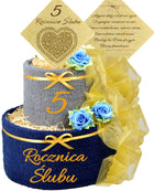TORT Z RĘCZNIKÓW prezent na ROCZNICĘ ŚLUBU 10 20 30 40 45 50 60 ZŁOTY HAFT komplet łazienkowy 50x100 cm, gramatura