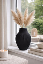 Wazon dekoracyjny nietłukący skandi boho modern nowoczesny czarny 18 CM pojemnik na kwiaty, do salonu, z tworzywa