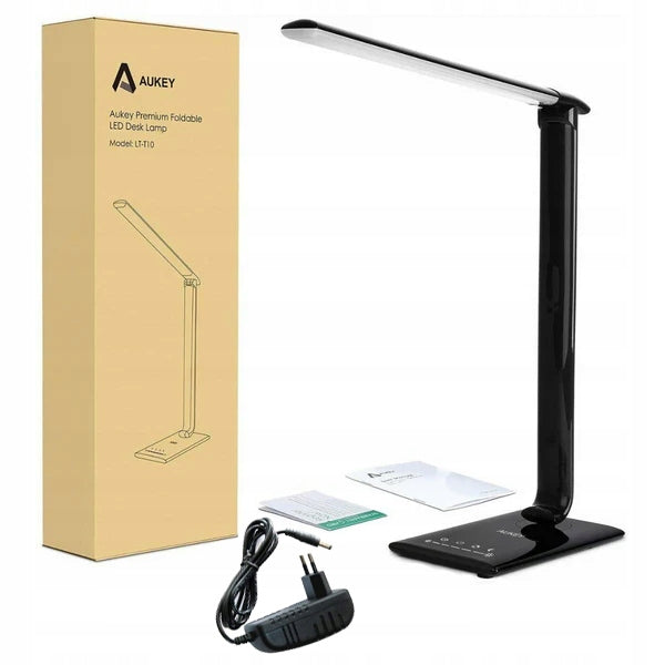 Lampka biurkowa LED szkolna dotykowa 7x ściemniacz 5x barwa 12W USB oświetlenie do pracy i czytania, regulowane ramię, zasilanie sieciowe