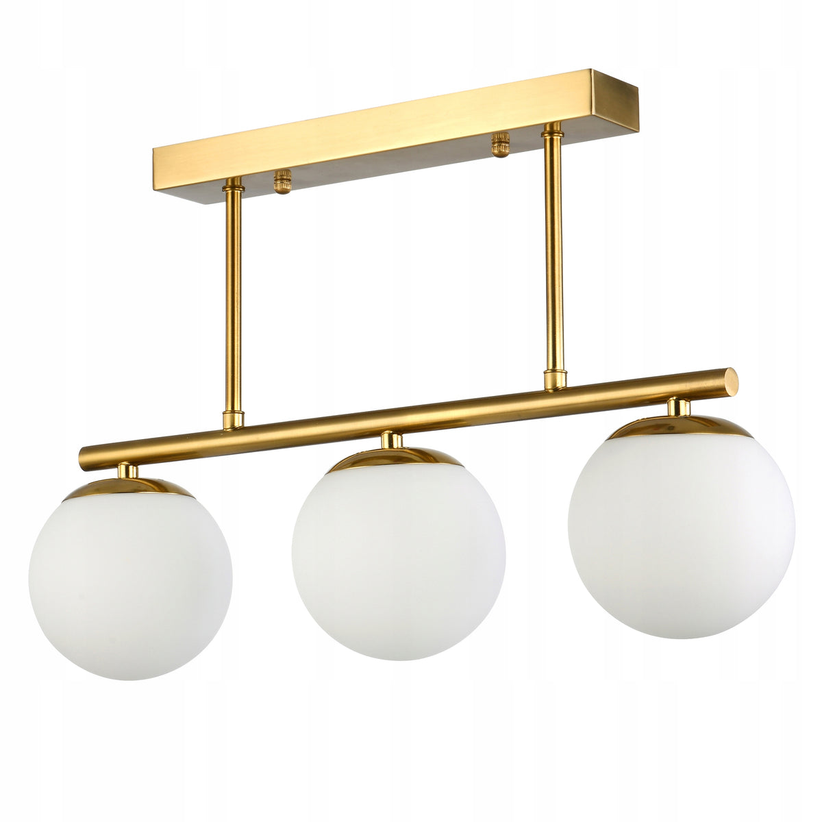 Lampa sufitowa wisząca żyrandol szklana kula 3x e27 LOFT 47cm złoty biały oprawa metalowa do salonu i jadalni na 3