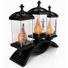 Duży Znicz Premium Potrójny Czarny Srebrny 39cm Krzyż Róże Na Grób Efekt 3D lampion led cmentarny, dekoracja nagrobna