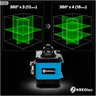 Poziomnica laserowa poziomica 4D 16 linii krzyżowa 360 laser zestaw statyw zielona wiązka zasięg 45 m dokładność 0,2 mm
