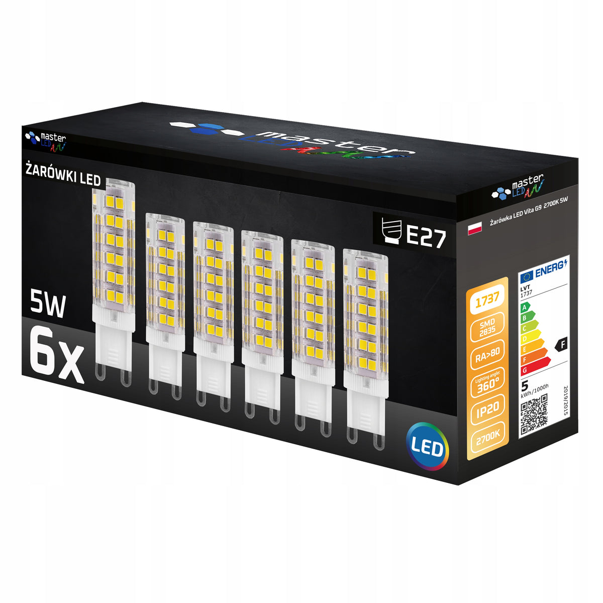 6x Żarówka LED G9 5W 2700K biały ciepły 230V do żyrandoli mocna premium gwintu 5 w 1 szt.