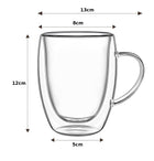 6x SZKLANKI TERMICZNE DO KAWY LATTE DRINKÓW 350ml Z UCHEM ATESTOWANE podwójna ścianka, do herbaty i espresso, bezbarwne