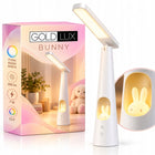 Lampka Na Biurko Nocna do Czytania LED Dotykowa CCT Biała Ściemnialna Bunny lampa stołowa do sypialni, 7 w, wysokość