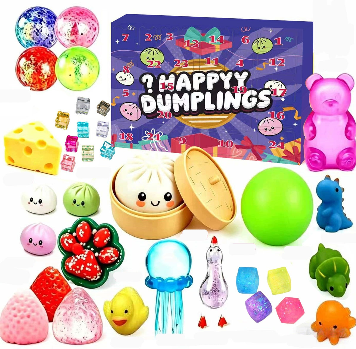 2026 XMAS KALENDARZ ADWENTOWY MIESZANY SQUISHY,24-DNIOWY ZESTAW FIDGET ODLICZAJĄCY