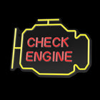Neon plexi LED check engine żółto czerwony NNE21 Neolia szyld motoryzacyjny, dekoracja do warsztatu, kontrolka silnika