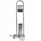 Stojak uchwyt na papier + szczotka do WC zestaw stabilny wytrzymały modny do łazienki wolnostojący metalowy szary 80 cm