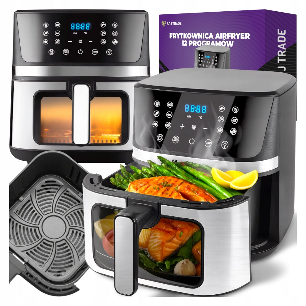 Frytkownica frytownica beztłuszczowa AIR fryer 1800W 8l 12 programów wkład czarny