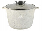 Garnek höffner HF-7718 beżowy 28 CM 10 L marmurowy na indukcję + pokrywka garnek tradycyjny /Wzór aluminiowe