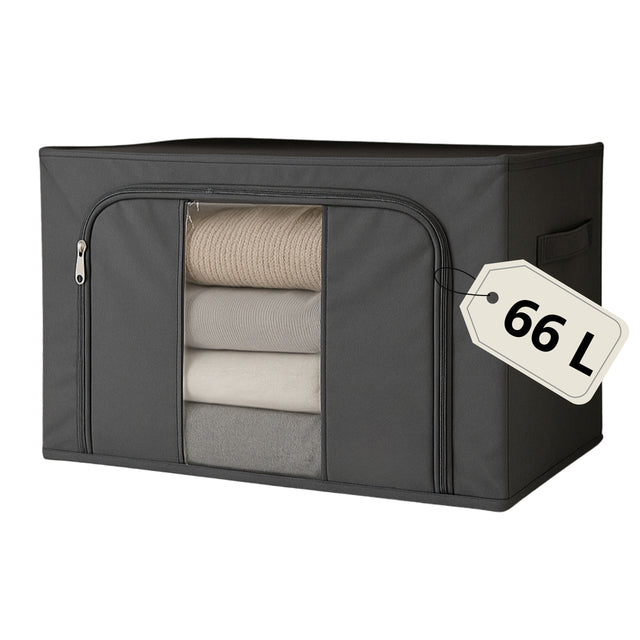 Pojemnik Organizer z metalowym stelażem duży na ubrania pudełko 66l torba 50 cm 40 cm 20 cm 66 l szary uniwersalne