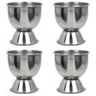 4x Podstawki STALOWE metalowe kieliszki stojaki na jajko jajka do jajek srebrne egg cup, akcesoria śniadaniowe do