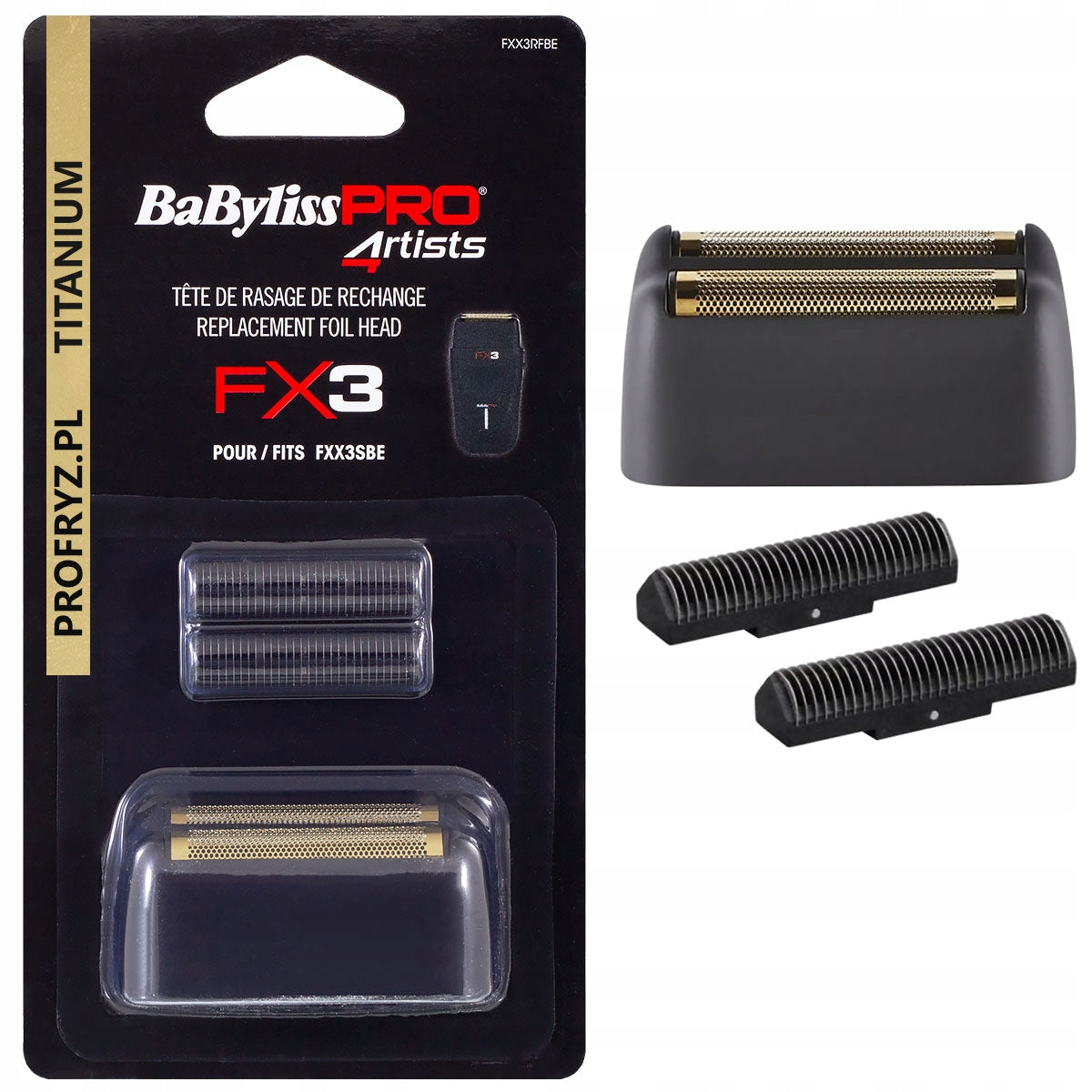 Folia ostrze babylisspro Głowica Do golarki FX3 czarna titanium czarny golarka