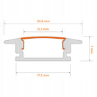 Profil LED Aluminiowy Do Taśma Czarny Anoda Frez Wpuszczany Klosz 3m listwa oświetleniowa, kanał montażowy do pasków