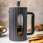 Zaparzacz tłokowy do kawy herbaty ziół 350 ml dzbanek szklany French Press praska francuska, 3 filiżanki, czarny
